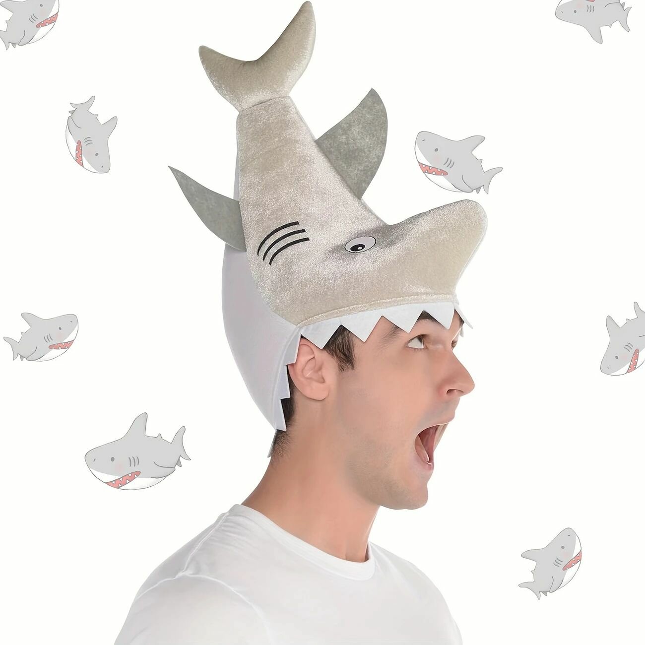 Шляпа, В форме акулы, Праздничная карнавальная шляпа,1 шт. Забавная шапочка, подходящая для праздничного торжества
