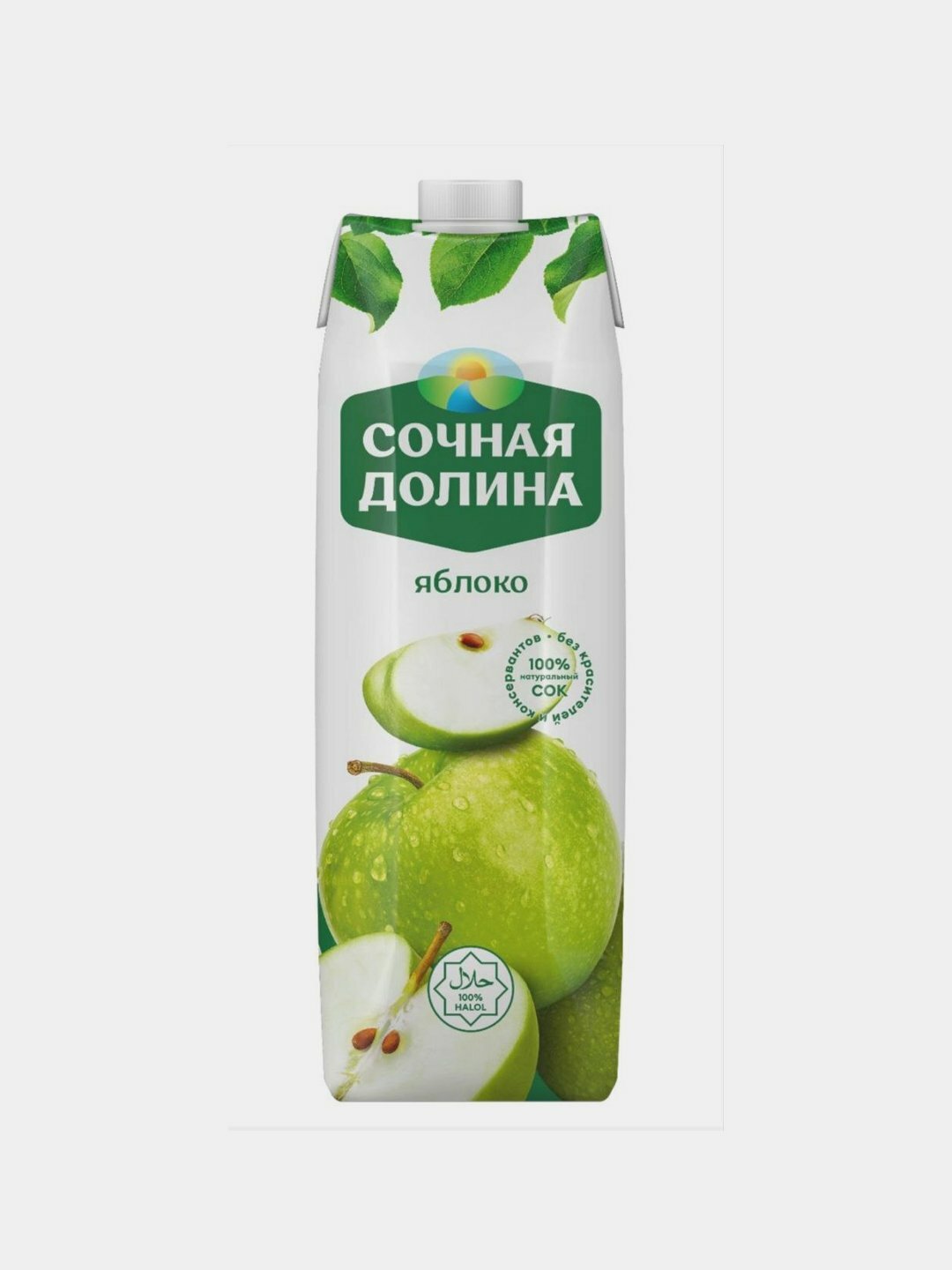 Сок "Сочная долина" Яблоко, натуральный, для диетического питания, без консервантов, 1л