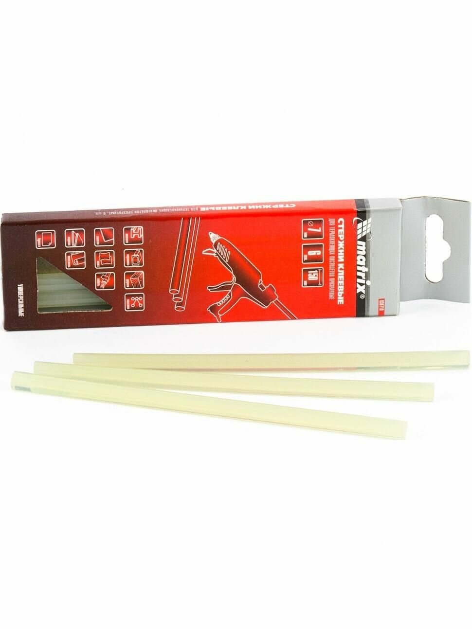 Стержни клеевые прозрачные 7 х 150 мм в упаковке 6 шт Matrix 930710