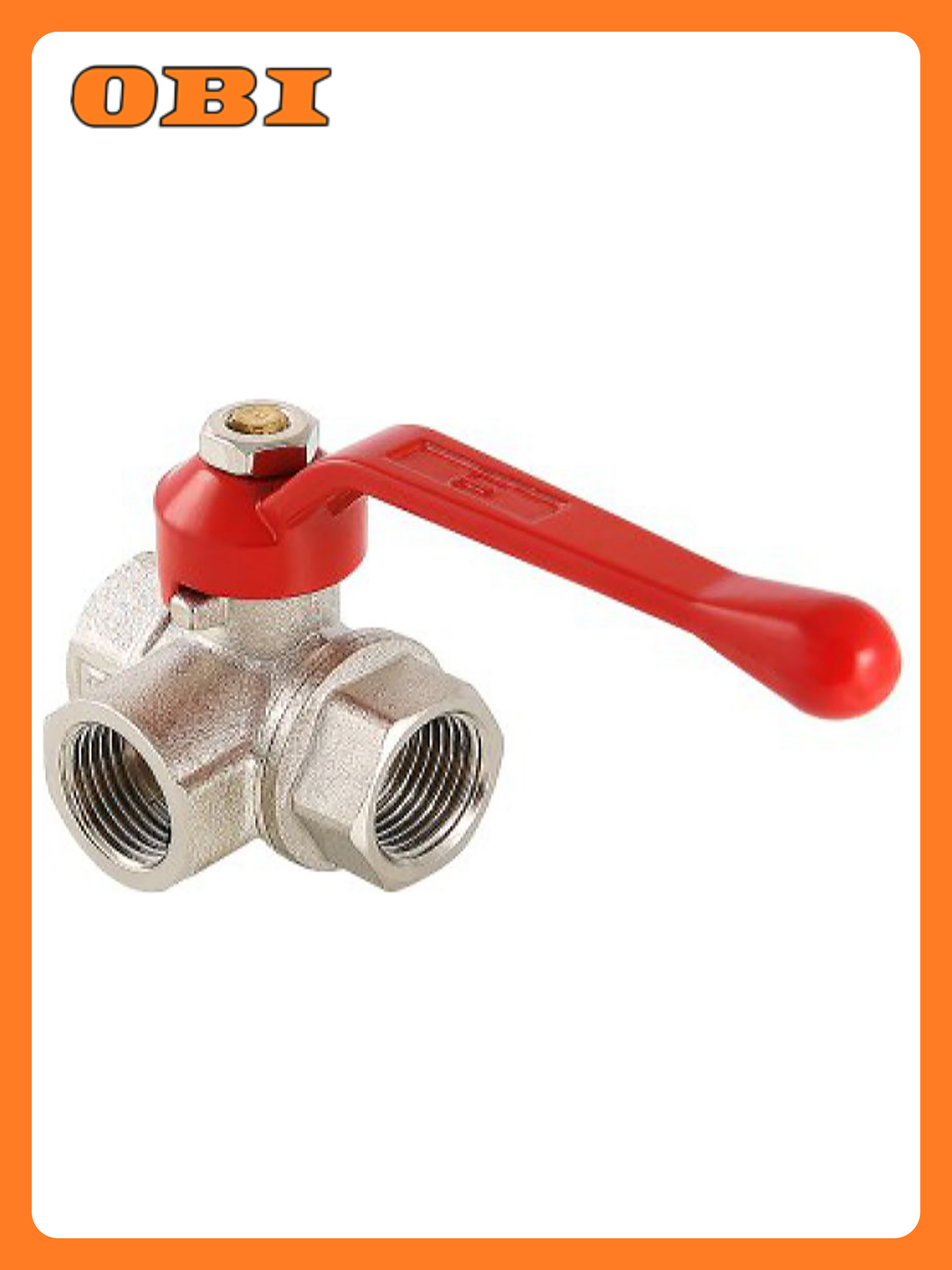 Кран шаровой латунь никелированный VALTEC трехходовый тип T VT.361. N.05 3/4