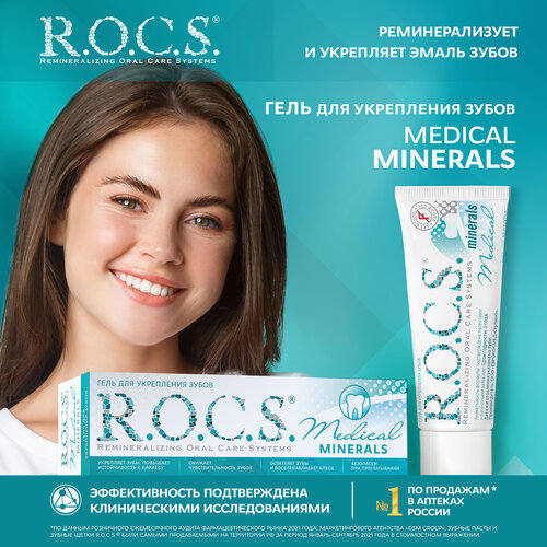 Гель для реминерализации R.O.C.S. Medical Minerals, 35 мл, белый гель для реминерализации r o c s medical minerals сенситив 35 мл