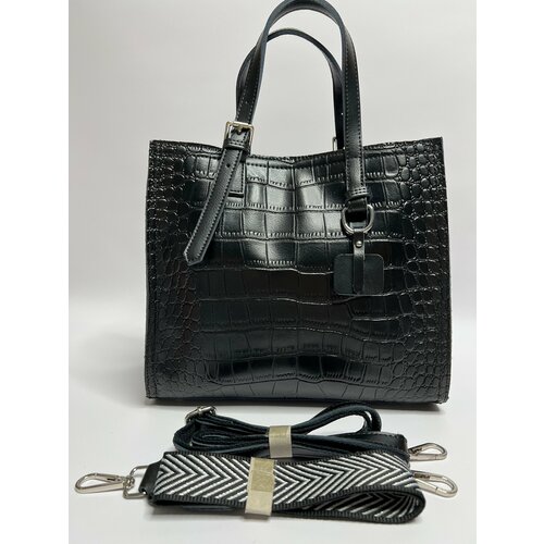 фото Сумка тоут тоут 880022004, фактура под рептилию, черный liza shop