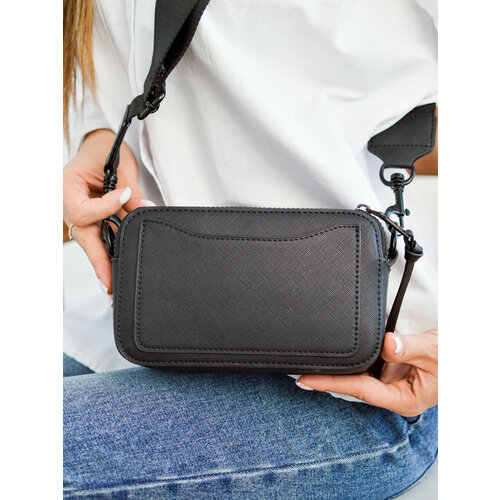 фото Сумка кросс-боди wow zina plastic black 0001, фактура зернистая, рельефная, матовая, черный