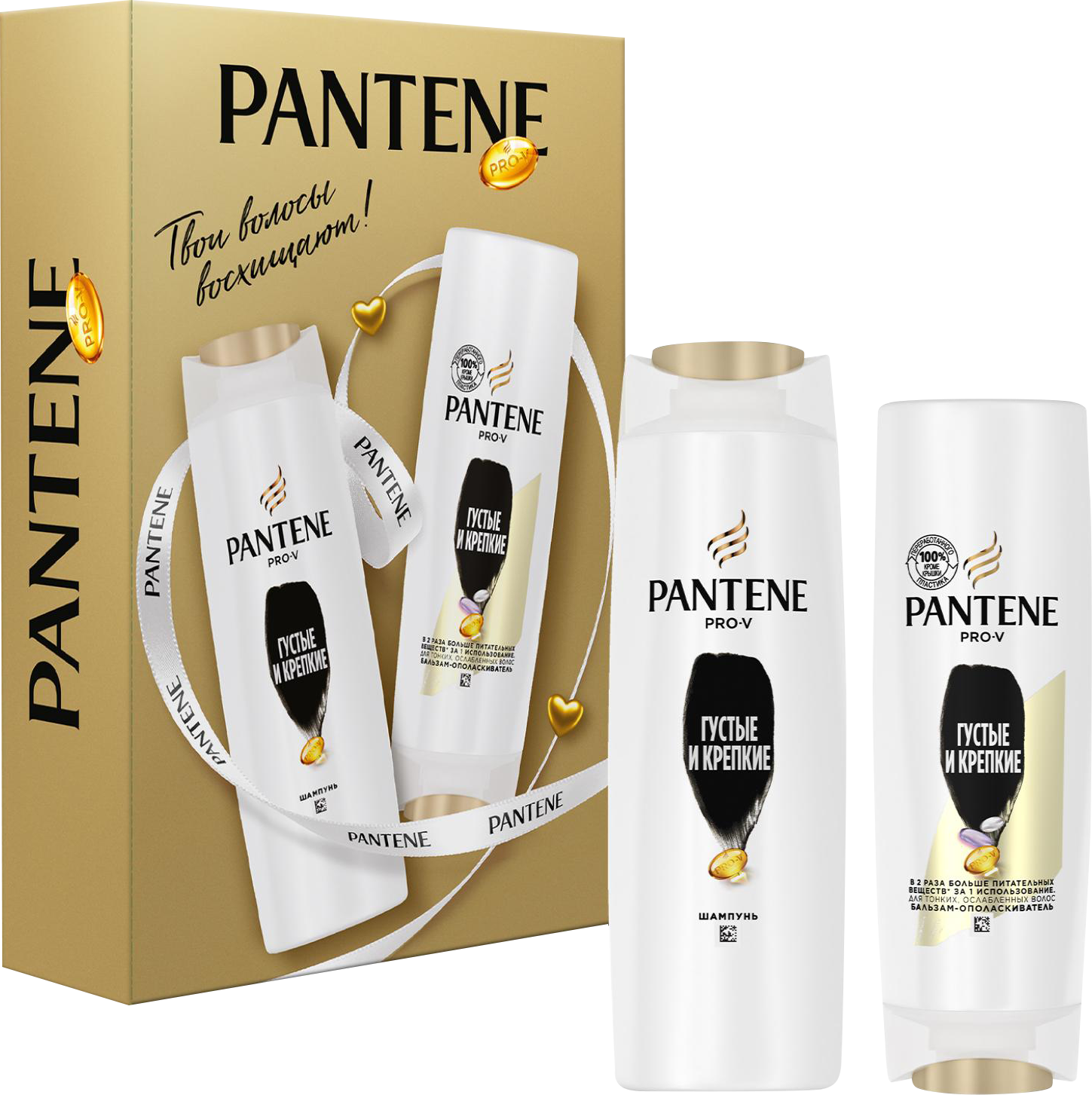 фото Подарочный набор PANTENE Pro-V Густые и крепкие Шампунь + бальзам-ополаскиватель