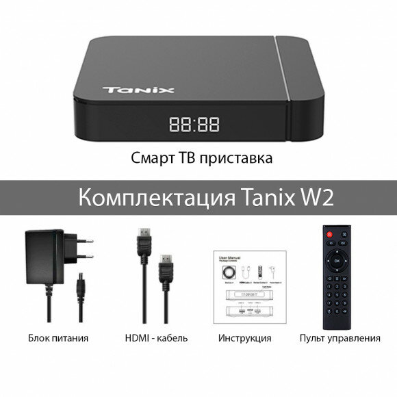 Медиаплеер ТВ приставка Tanix W2 Amlogic S905W2 Андроид 11.0 2Гб/ 16Гб Поддержка H.265 AV1 Двойной Wifi HDR 10