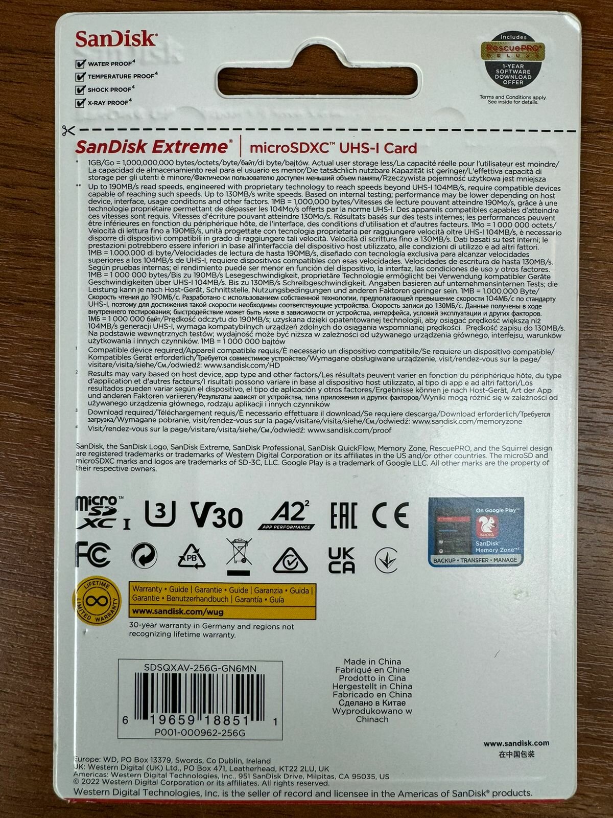 Флеш карта microSD 128GB SanDisk microSDXC Class 10 UHS-I A2 C10 V30 U3 Extreme for Action Cams and Drones (SD адаптер) SDSQXA1-128G-GN6AA - фото №18