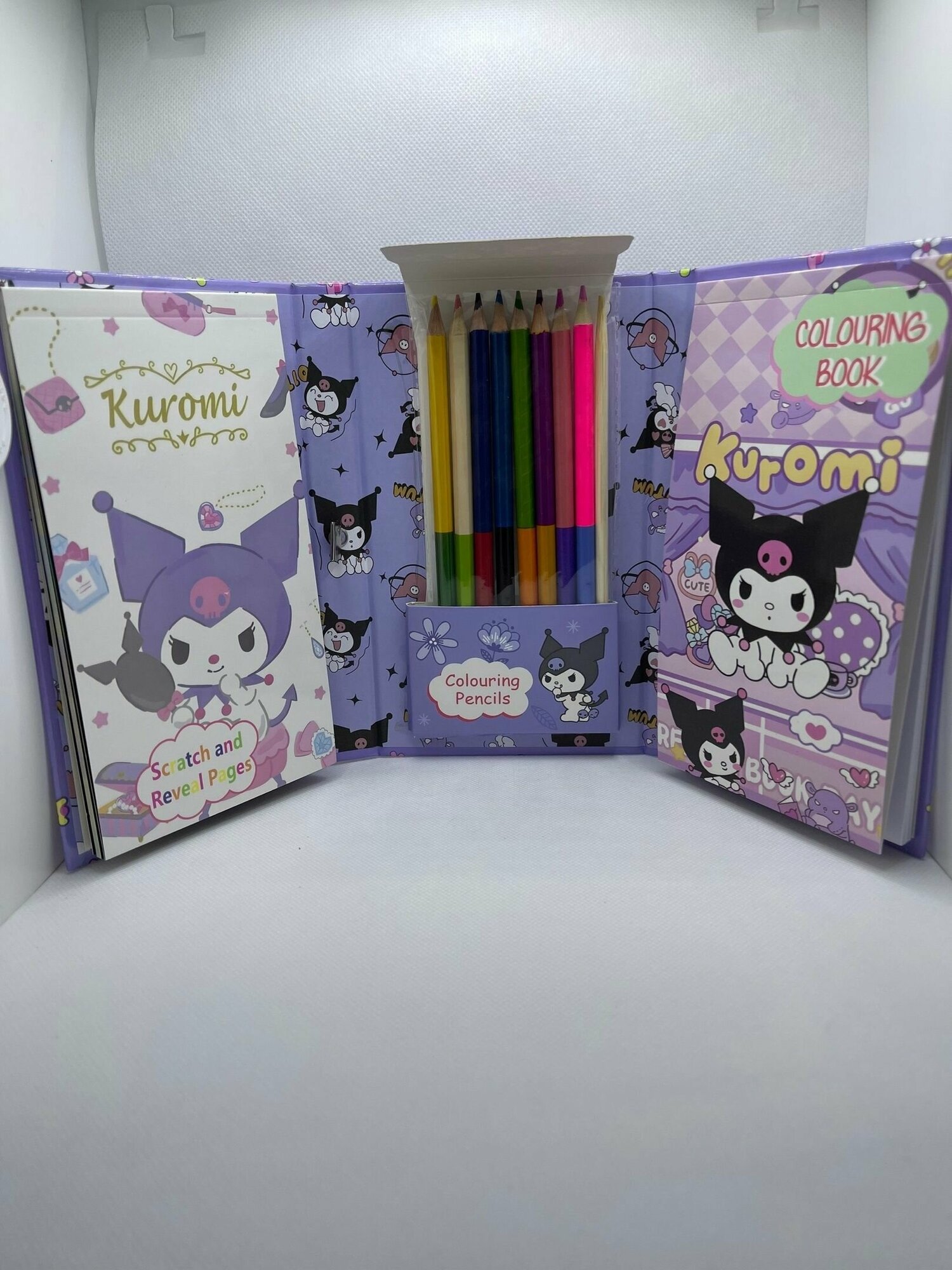Блокнот раскраска Куроми детский с карандашами двухсторонними и гравюрой 3 и 1; для мальчика и девочки, подарок