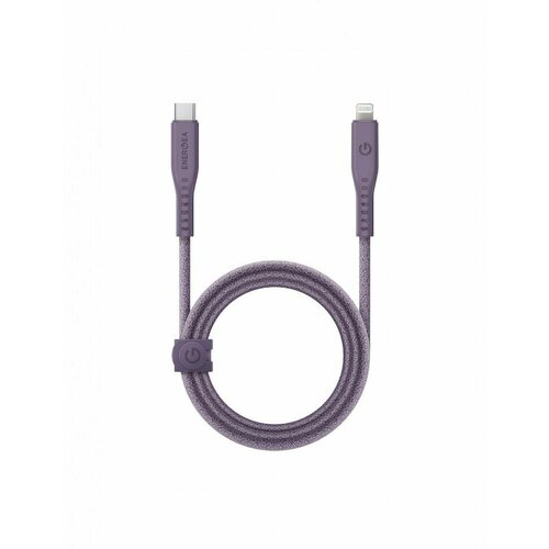 Кабель EnergEA FLOW USB-C to Lightning MFI C94 PD60W 3A Nanoweave Magnetic tie 1.5 м, цвет Фиолетовый (CBL-FLCL-PUR150M) кабель energea nyloflex usb lightning mfi 3а 3 м черный