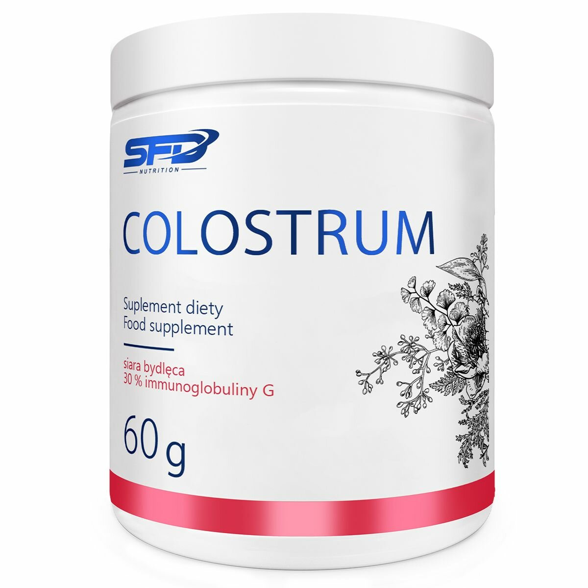 Молозиво иммуноглобулин порошок 60г / SFD COLOSTRUM / Для пищеварения для иммунитета взрослым