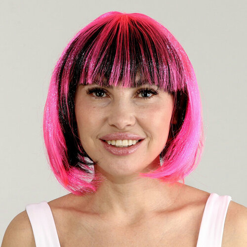 Карнавальный парик Милашка, цвет чeрно-розовый