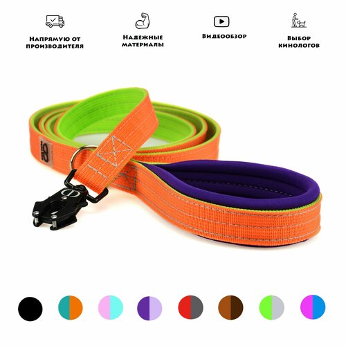 Поводок CORADOG Easy way c мягкой ручкой и карабином самозахватом Frog , длина 2 м, для средних и крупных пород собак цвет мультиколор