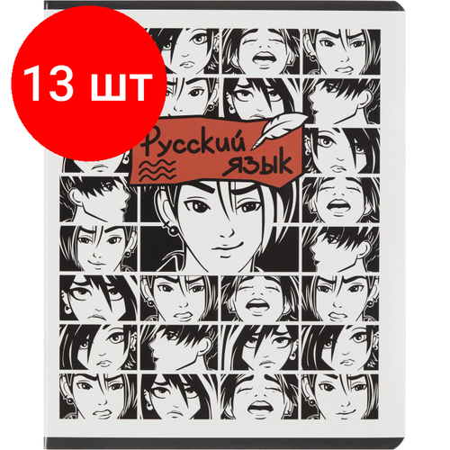Комплект 13 штук, Тетрадь предметная 48л А5 линия TWIN лак №1 School -аниме- русский язык тетрадь предметная anime 48л глянцевый лак русский язык линия brauberg 404541