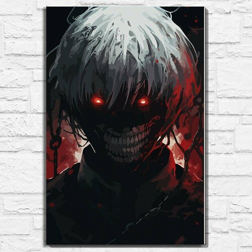 Картина по номерам на холсте аниме Токийский Гуль (Tokyo Ghoul, манга, фэнтези) - 13556 В 60x40