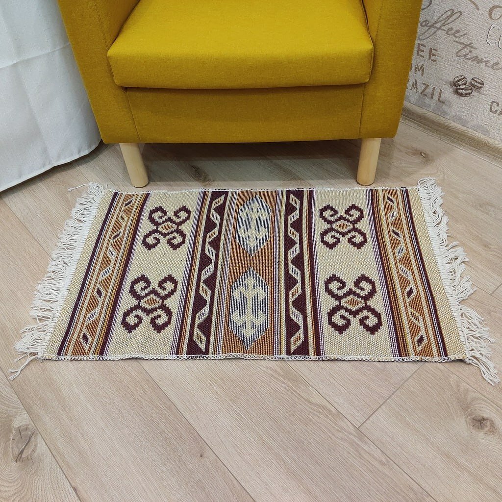 Коврик Kilim Usak из хлопка 50х80 бордово-бежевый