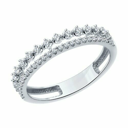 фото Кольцо diamant online, белое золото, 585 проба, бриллиант, размер 17.5, бесцветный