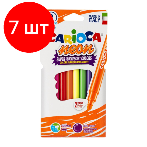 Комплект 7 наб, Фломастеры наб. 8цв, CARIOCA Neon, 42785