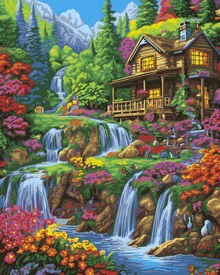 Набор для творчества LORI Картина по номерам холст на подрамнике Цветущий водопад 40*50см