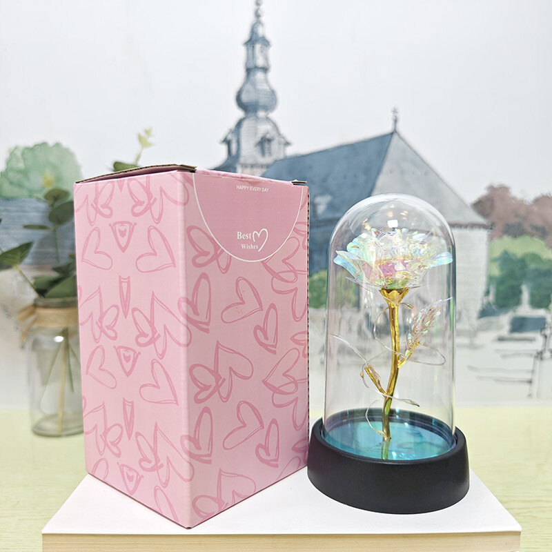 Ночник «Роза» в колбе, настольный светильник в подарок, Розовая - фотография № 5