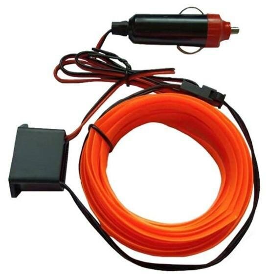 фото Неоновая нить для подсветки салона автомобиля, 3м, красная