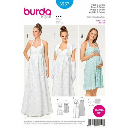 Выкройка Burda 6557 выкройка burda 6557 вечернее платье для будущей мамы болеро