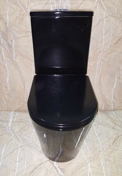 фото Керамический безободковый унитаз Ceramalux NS-2178-18, черный глянцевый