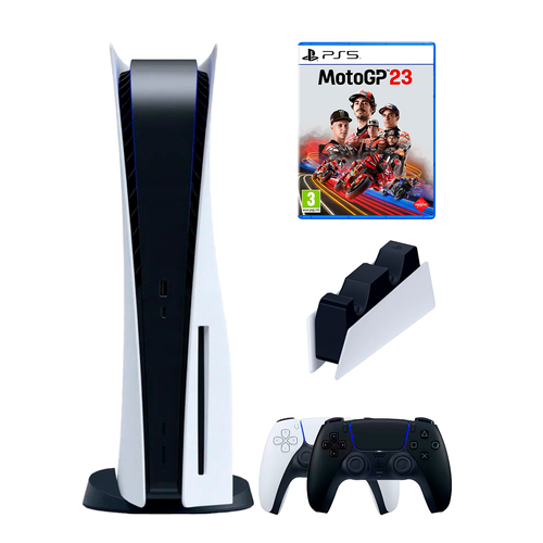 PS5 (ПС5) Игровая приставка Sony PlayStation 5 ( 3-я ревизия) + 2-й геймпад(черный) + зарядное + MotoGP 23
