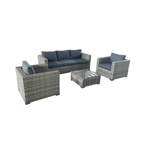Комплект ROYAL FAMILY KARL Серый набор уличной мебели для патио с диваном и 2 стульями наборы с мягкими подушками журнальный столик с столешницей для двора сада