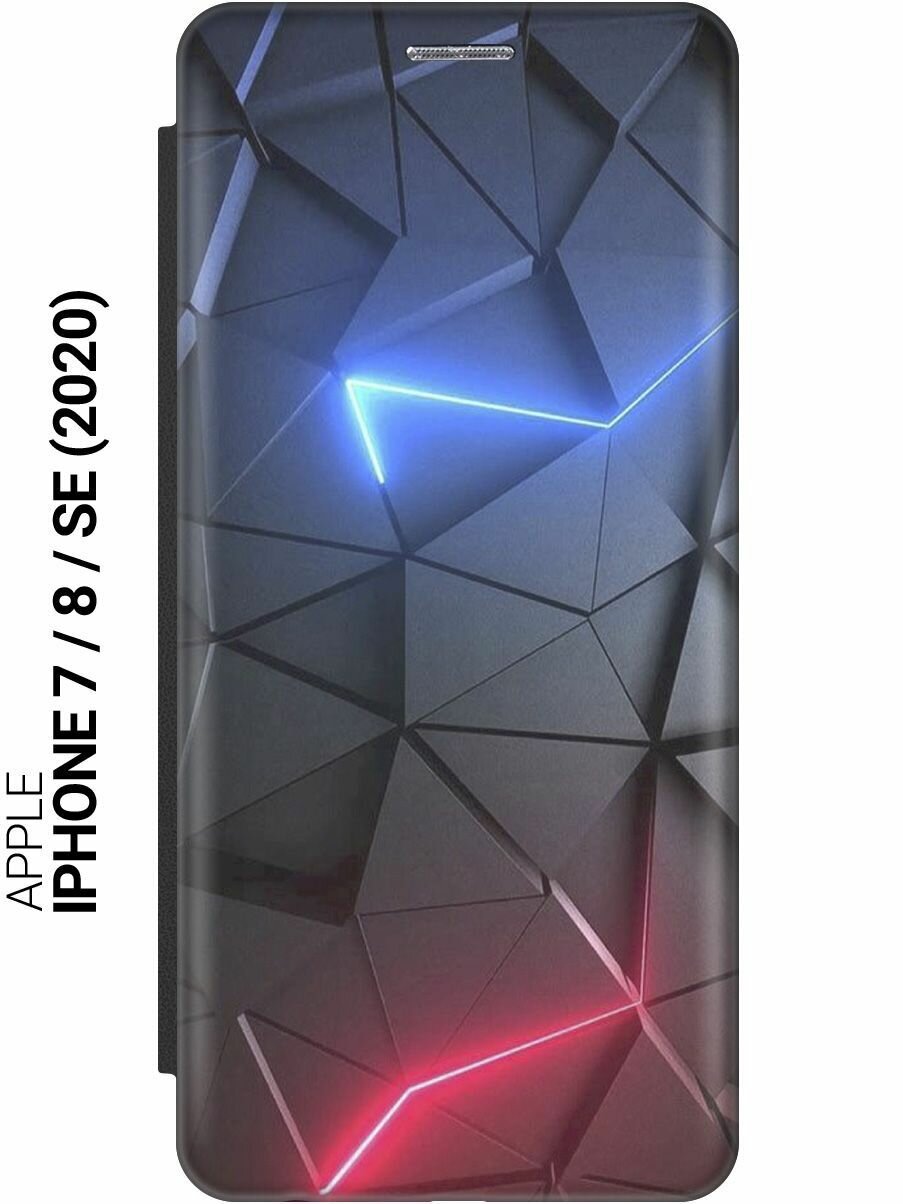 Чехол-книжка на Apple iPhone SE (2022) / SE (2020) / 8 / 7 / Эпл Айфон СЕ 2022 / СЕ 2020 / 8 / 7 с рисунком "Графитовые грани" черный