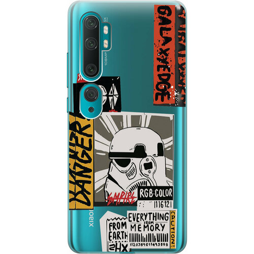 Силиконовый чехол на Xiaomi Mi Note 10, Note 10 Pro, Сяоми Ми Ноут 10, Ми Ноут 10 Про с 3D принтом Stormtrooper Stickers прозрачный матовый soft touch силиконовый чехол на xiaomi mi note 10 lite сяоми ми ноут 10 лайт с 3d принтом stormtrooper stickers черный