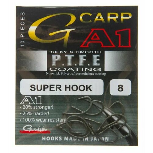 крючок gamakatsu hook a1 g carp super snag ptfe 10 Крючок одинарный Gamakatsu A1 G-Carp PTFE Super №8, 1 упаковка