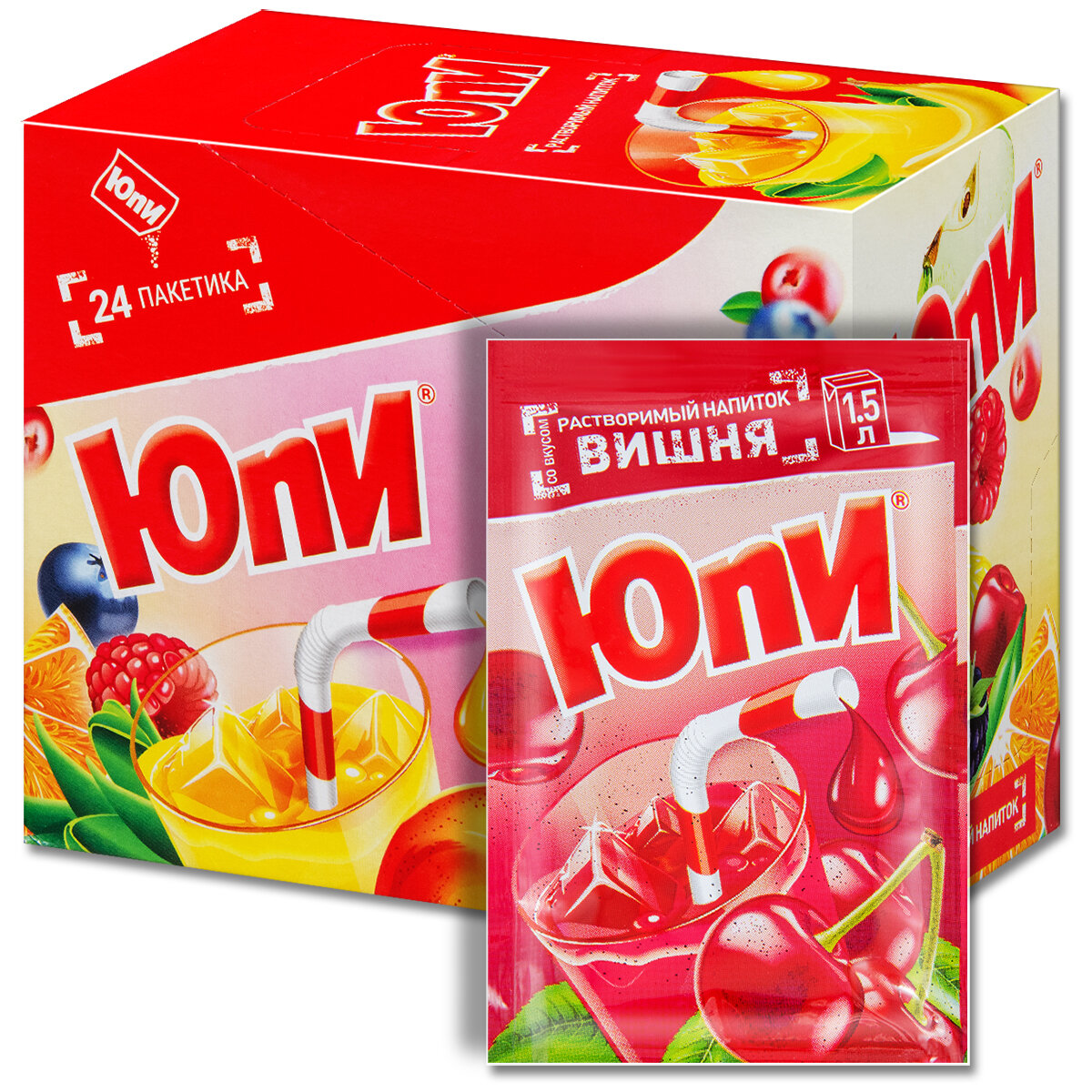 Растворимый напиток YUPI (Юпи) Вишня, 24 шт.
