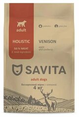 SAVITA сухой беззерновой корм для взрослых собак с олениной 4 кг