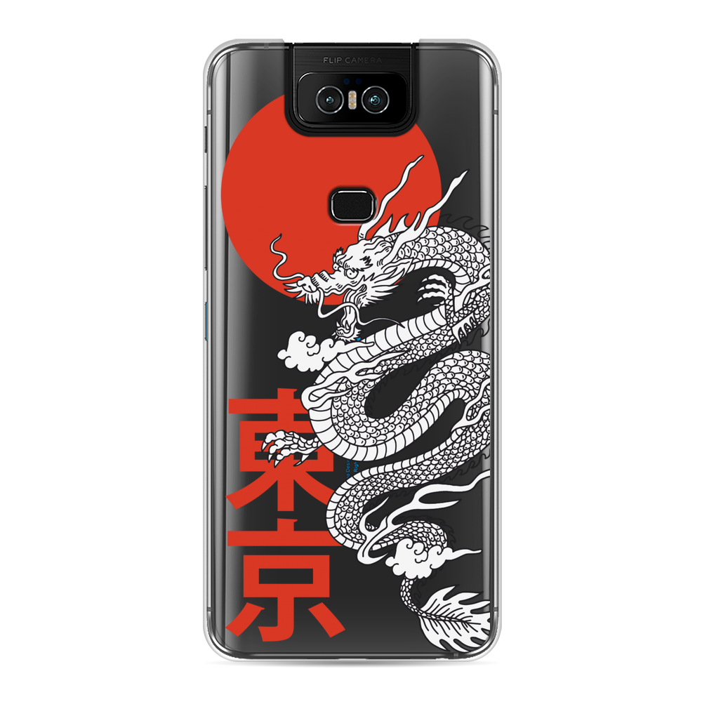 Силиконовый чехол на Asus Zenfone 6 ZS630KL / Асус Зенфон 6 ZS630KL "Китайский дракон", прозрачный