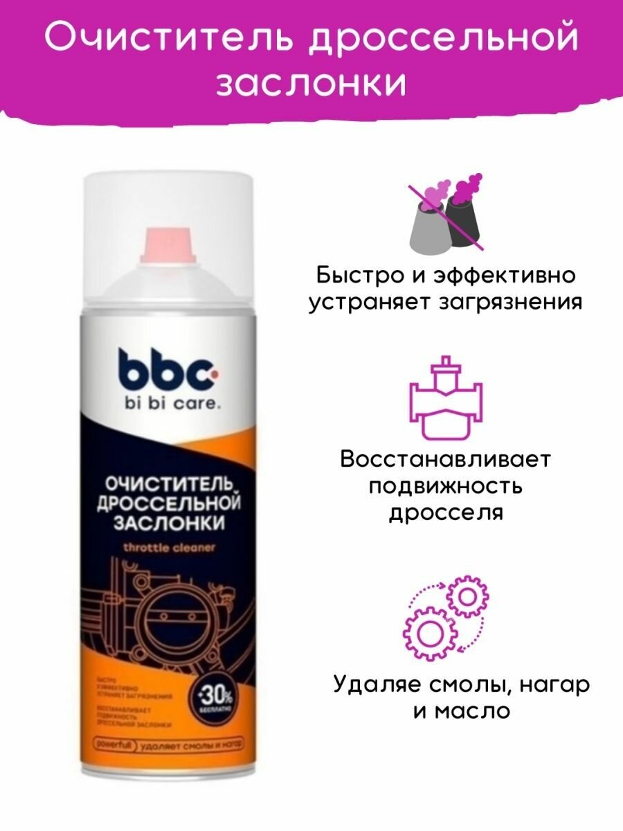 Очиститель дроссельной заслонки и карбюратора bi bi care, профессиональное средство для качественной очистки, 650мл