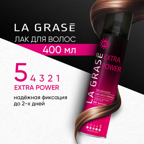 La Grase Лак для волос Extra Power, экстрасильная фиксация, 284 г, 400 мл