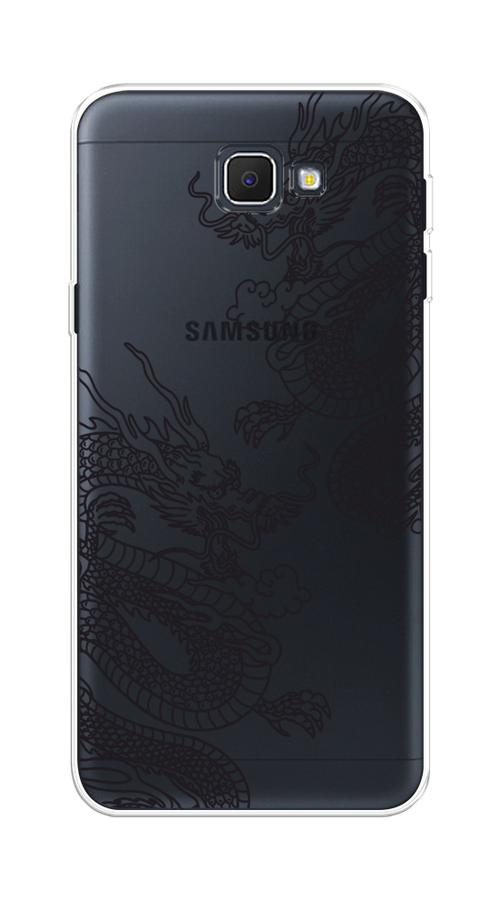 Силиконовый чехол на Samsung Galaxy J5 Prime 2016 / Самсунг Галакси J5 Prime 2016 "Два китайских дракона", прозрачный