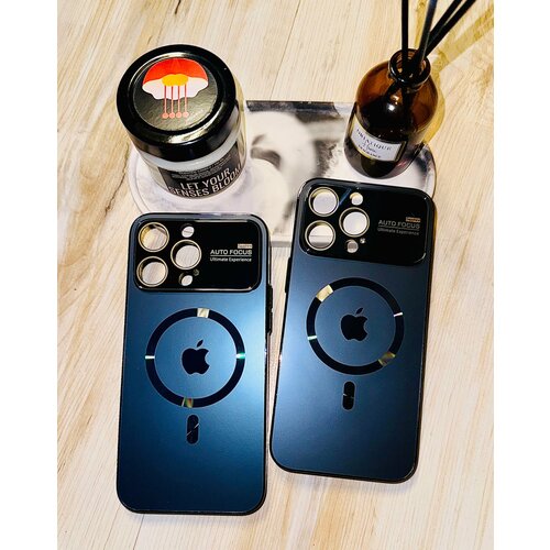AUTO FOCUS Чехол на iPhone 15 Pro Max magsafe с защитой для камеры Синий