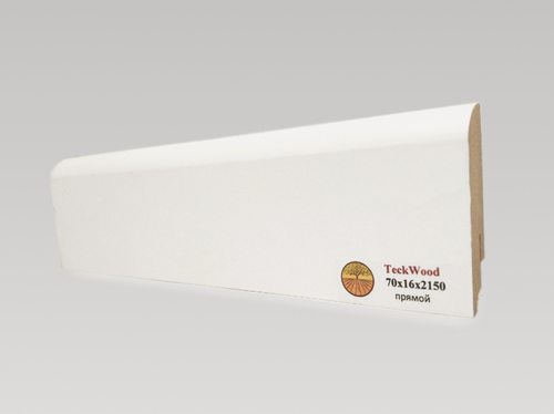 Изображение товара Плинтус TeckWood 70х16 мм (13 метров) белый деревянный напольный мдф 07016 6 шт