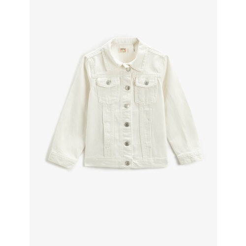 Джинсовая куртка KOTON, размер 5-6 лет, белый джинсовая куртка koton размер 5 6 розовый