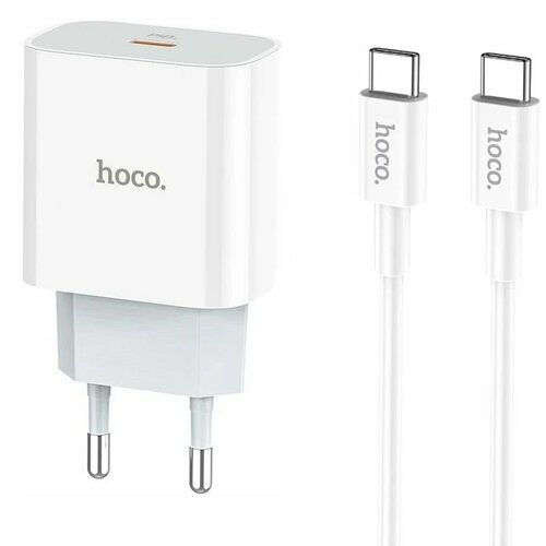 Сетевое зарядное устройство Hoco C76A Pro 30W с кабелем Type-C to Type-C, белый зарядное устройство hoco c76a plus speed pd20 w подходит для iphone 12 белый