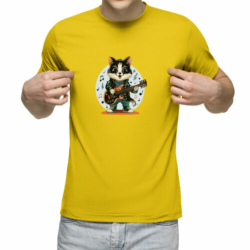 Футболка Us Basic, размер L, желтый мужская футболка кот рок звезда s серый меланж