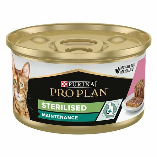 Корм для кошек ProPlan STERILISED, паштет со вкусом лосося , для чувствительного пищеварения (6шт по 85г)