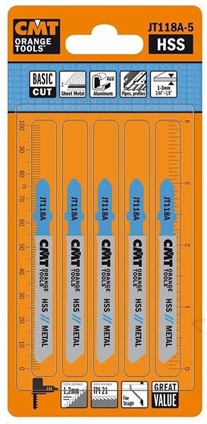 Пилки лобзиковые универсальные, комплект из 5 штук CMT JT118A-5