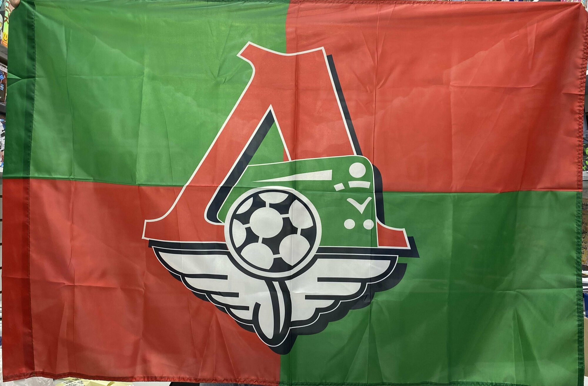 Флаг Локомотив, футбол, материал полиэфирный шелк, размер 90 х 135 см