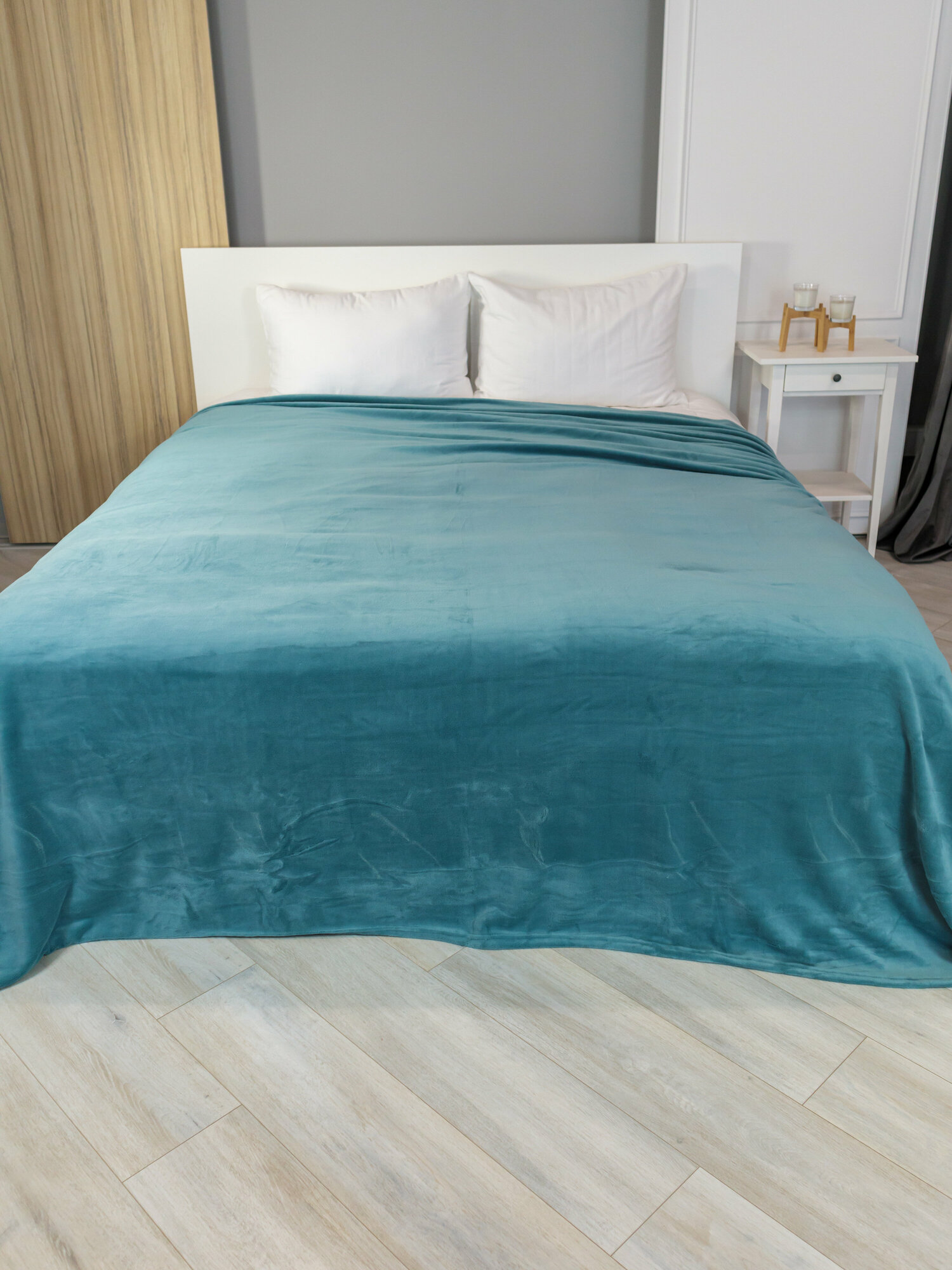 фото Покрывало 230х250 фланель Траттвива, светло-голубой