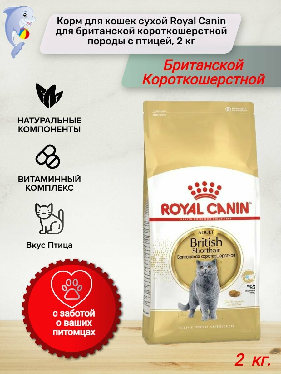 Корм для кошек сухой Royal Canin для британской короткошерстной породы с птицей, 2 кг