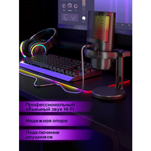 Микрофон компьютерный проводной студийный USB стриминга и игр 210000₽