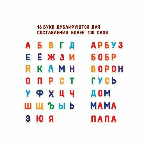 Набор магнитов "Буквы" 51 магнит (с повторением букв по частоте использования)