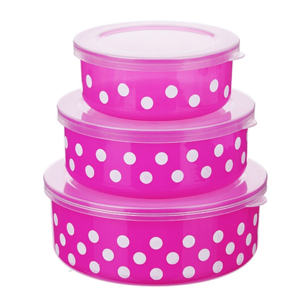 Набор контейнеров 3шт (10x4см + 13x5см +14,5x5,5см), полипропилен, розовый