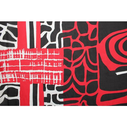 Ткань Шёлк-туаль чёрно-бело-красный, ш138см, 0,5 м